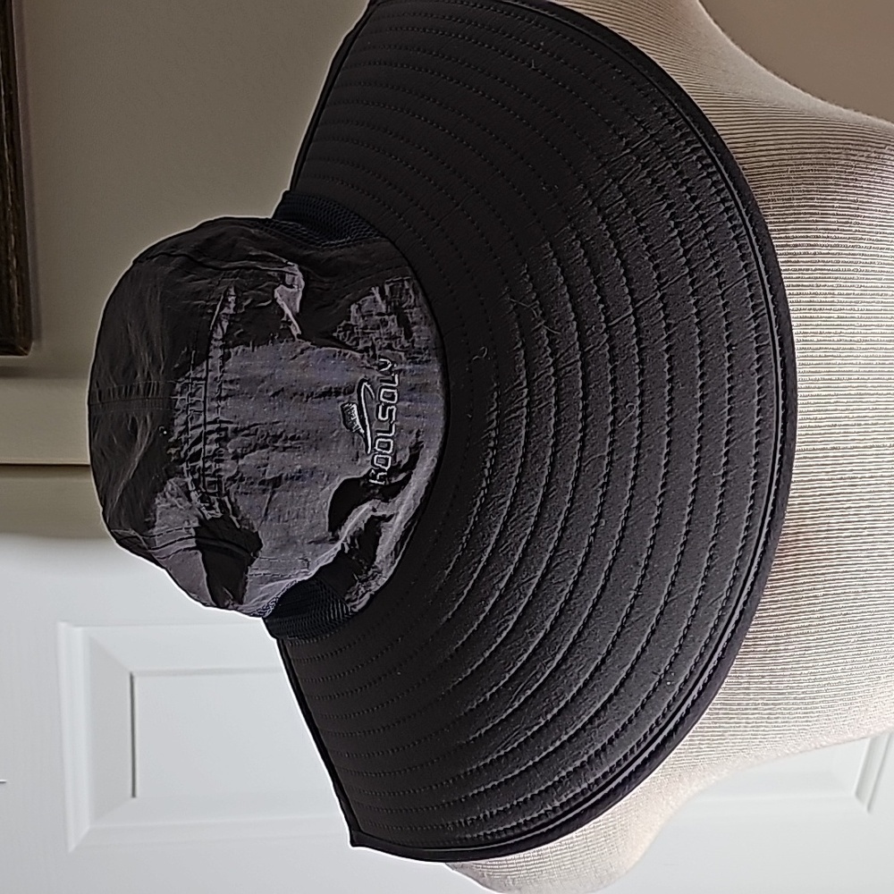 Koolsoly Wide Brim Sun Hat Mens OS Black Neck Flap Fishing Hiking Nylon